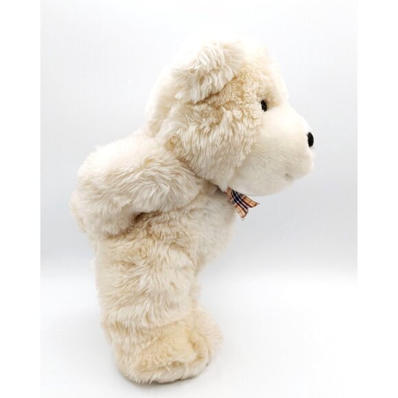 Zellers Beige Teddy Bear Plush w/Plaid Bow Standing w/Hands behind Back 14" - Picture 2 of 5